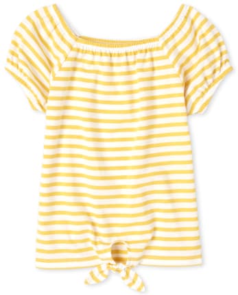 Girls Striped Tie Front Top