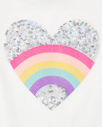 Girls Active Glitter Rainbow Heart Raglan Top