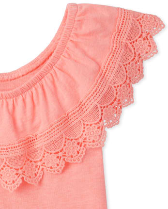 Girls Crochet Ruffle Top
