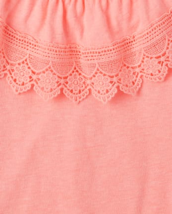 Girls Crochet Ruffle Top