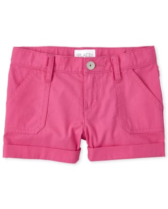 Girls Roll Cuff Twill Shorts