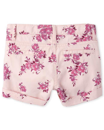 Shorts de sarga floral para niña
