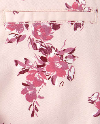 Shorts de sarga floral para niña