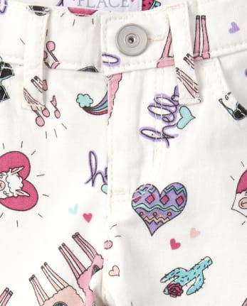 Girls Print Denim Skimmer Shorts