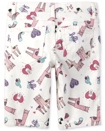 Girls Print Denim Skimmer Shorts