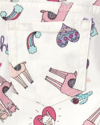 Girls Print Denim Skimmer Shorts