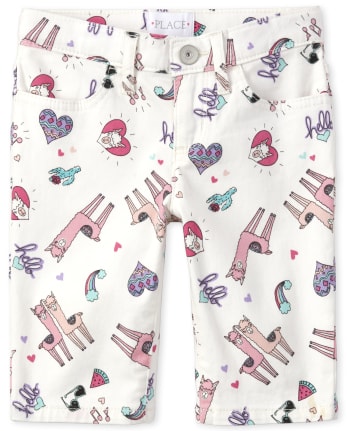 Girls Print Denim Skimmer Shorts