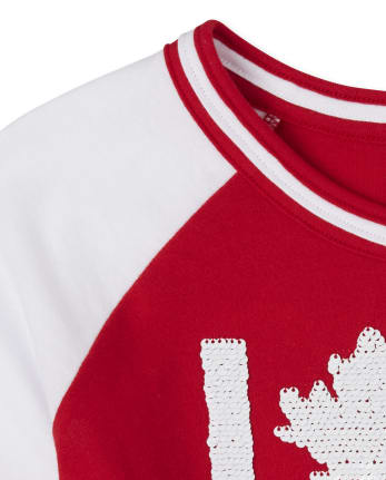 Girls Canada Day Love Tie Front Top