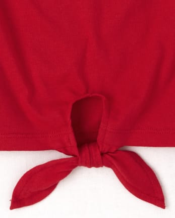 Girls Canada Day Love Tie Front Top