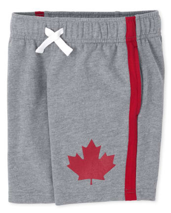 Short en French Terry pour garçons, fête du Canada, feuille d'érable