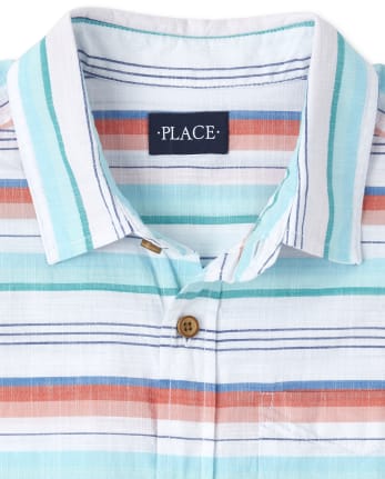 Camisa con botones a juego de cambray a rayas papá y yo para hombre