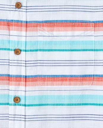 Camisa con botones a juego de cambray a rayas papá y yo para hombre