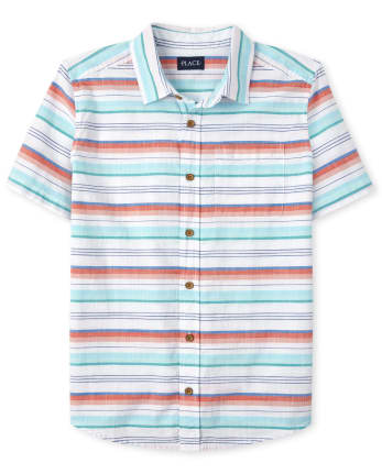 Camisa con botones a juego de cambray a rayas papá y yo para hombre