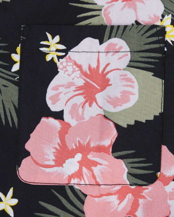 Mens Matching Family Tropical Poplin Button Down Shirt