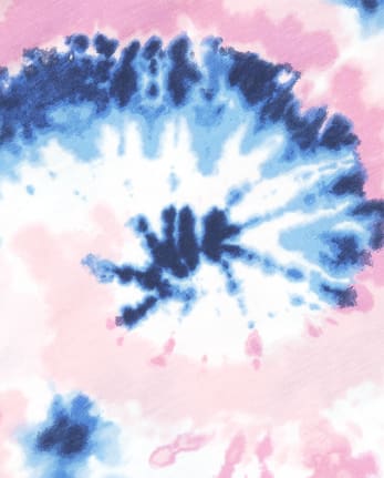 Vestido de niñas con hombros anudados y efecto tie-dye con estrella y lentejuelas