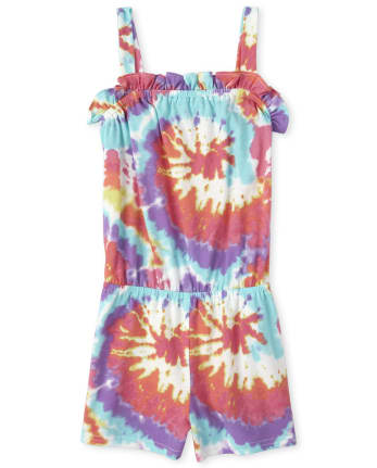 Girls Tie Dye Ruffle Romper