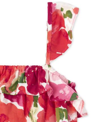 Girls Floral Ruffle Top And High Low Maxi Skirt Set