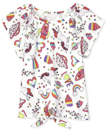 Girls Mix And Match Print Tie Front Top