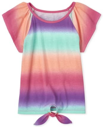 Girls Mix And Match Short Sleeve Print Tie Front Top | The Children's ...