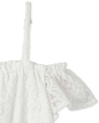 Girls Lace Off Shoulder Romper