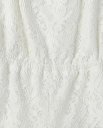 Girls Lace Off Shoulder Romper