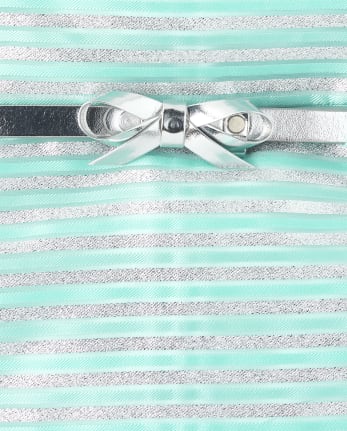 Girls Metallic Striped Jacquard Cut Out Dress