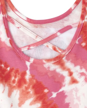 Girls Flip Sequin Love Tie Dye Cross Back Dress