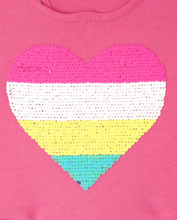Girls Flip Sequin Rainbow Heart Racerback Tank Dress