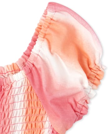 Girls Ombre Smocked High Low Dress