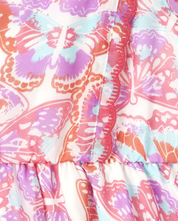 Girls Butterfly Ruffle Dress