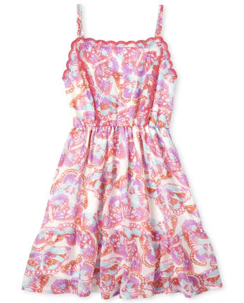 Girls Butterfly Ruffle Dress