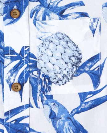 Boys Parrot Poplin Button Down Shirt