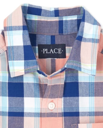 Camisa con botones de popelina a cuadros para niños