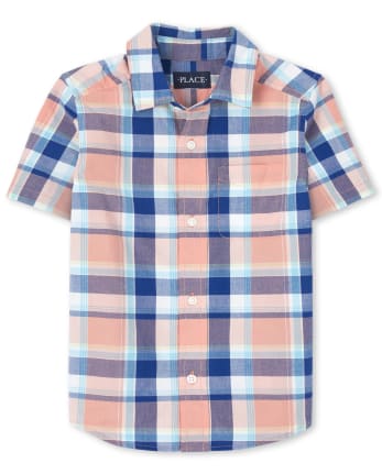 Camisa con botones de popelina a cuadros para niños