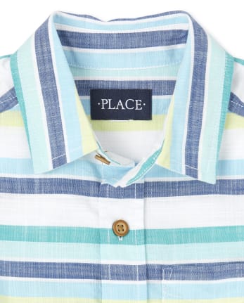 Boys Dad And Me Striped Chambray Matching Button Down Shirt