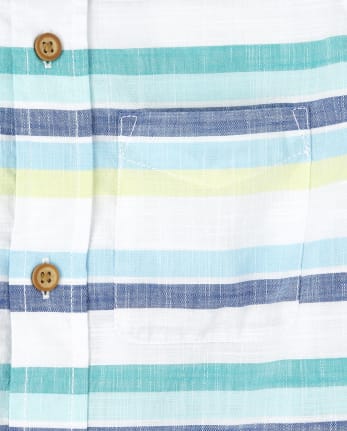 Boys Dad And Me Striped Chambray Matching Button Down Shirt