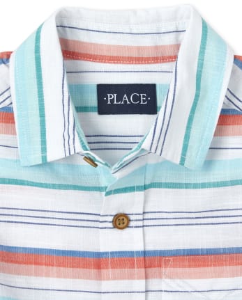 Boys Dad And Me Striped Chambray Matching Button Down Shirt