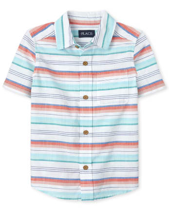 Boys Dad And Me Striped Chambray Matching Button Down Shirt