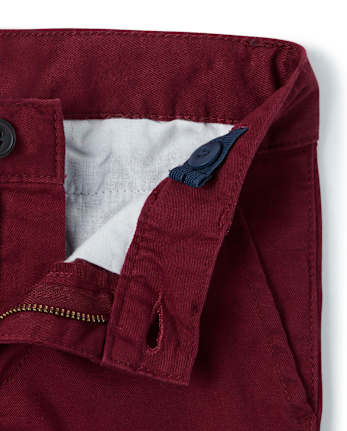 Boys Uniform Stretch Skinny Chino Pants - Slim - REDWOOD