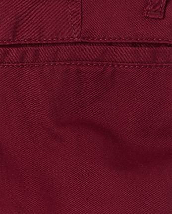 Boys Uniform Stretch Skinny Chino Pants - Slim - REDWOOD