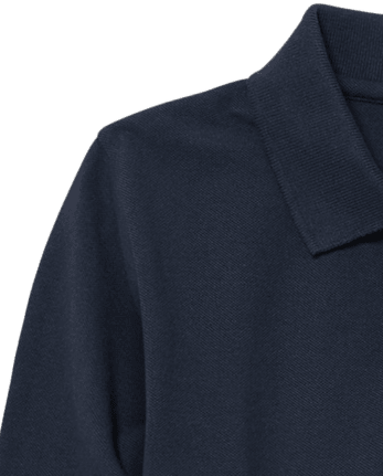 Polo de piqué de manga larga de uniforme para niños, paquete de 2