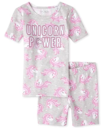 Pijama de algodón de ajuste ceñido Power Unicorn Power para niñas