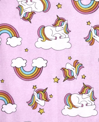 Girls Unicorn Tie Dye Snug Fit Cotton 4-Piece Pajamas