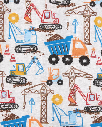 Pijamas de una pieza recortados de algodón ajustados para construcción para bebés y niños pequeños