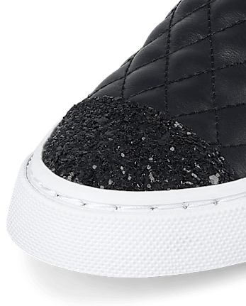 Baskets à enfiler matelassées uniformes à paillettes pour fille