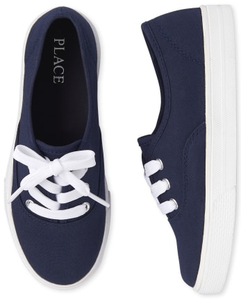 Girls Spot On Lace Up Canvas Trainers/Pumps sizes-; 13-5 X0001 NAVY 