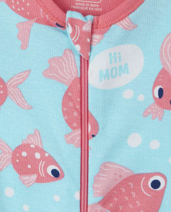 Baby And Toddler Girls Goldfish Snug Fit Cotton One Piece Pajamas