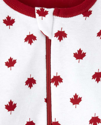 Baby Canada Day Maple Leaf Snug Fit Cotton One Piece Pajamas