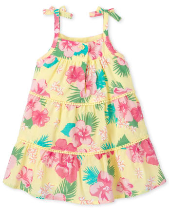 Ensemble Robe A Volants Et Culotte Fleurie Sans Manches A Imprime Floral Pour Bebe Fille The Children S Place