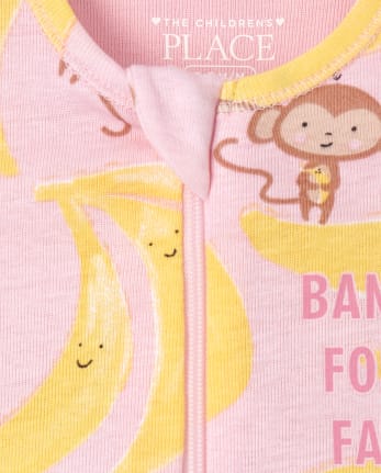 Pyjama une pièce court en coton ajusté pour bébé et petite fille Banana Family